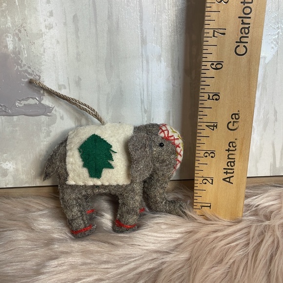 Handmade Felt Wool Elephant Christmas Ornament - Picture 2 of 4